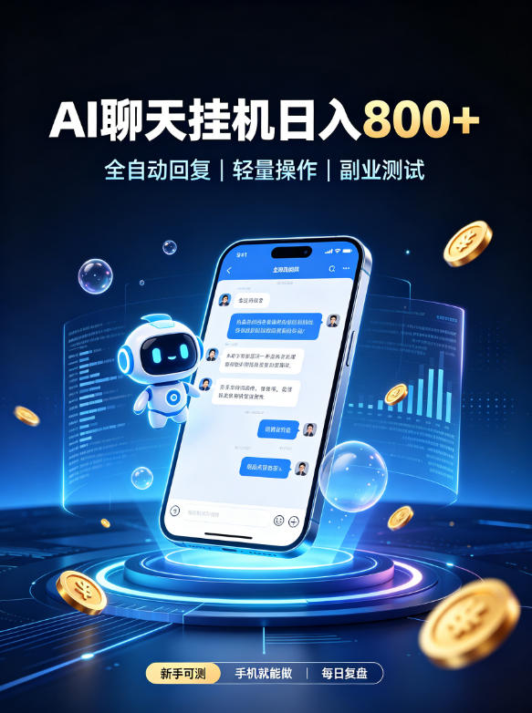 AI聊天挂G项目，日入800➕，全自动操作，适用个人副业，支持工作室矩阵操作【揭秘】-副业网创