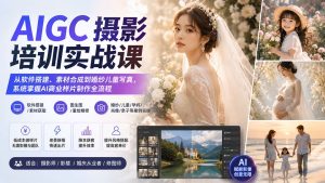 AIGC摄影培训实战课：从软件搭建、素材合成到婚纱儿童写真，系统掌握AI商业样片制作全流程-副业网创