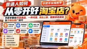 普通人如何从零开好淘宝店?手把手教你开店选品、一件代发、商品上架、搜索排名优化及万相台推广技巧-副业网赚