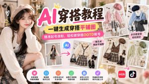 【无水印】AI穿搭教程|一键生成穿搭平铺图,精准起号涨粉,轻松做穿搭OOTD账号-副业网赚