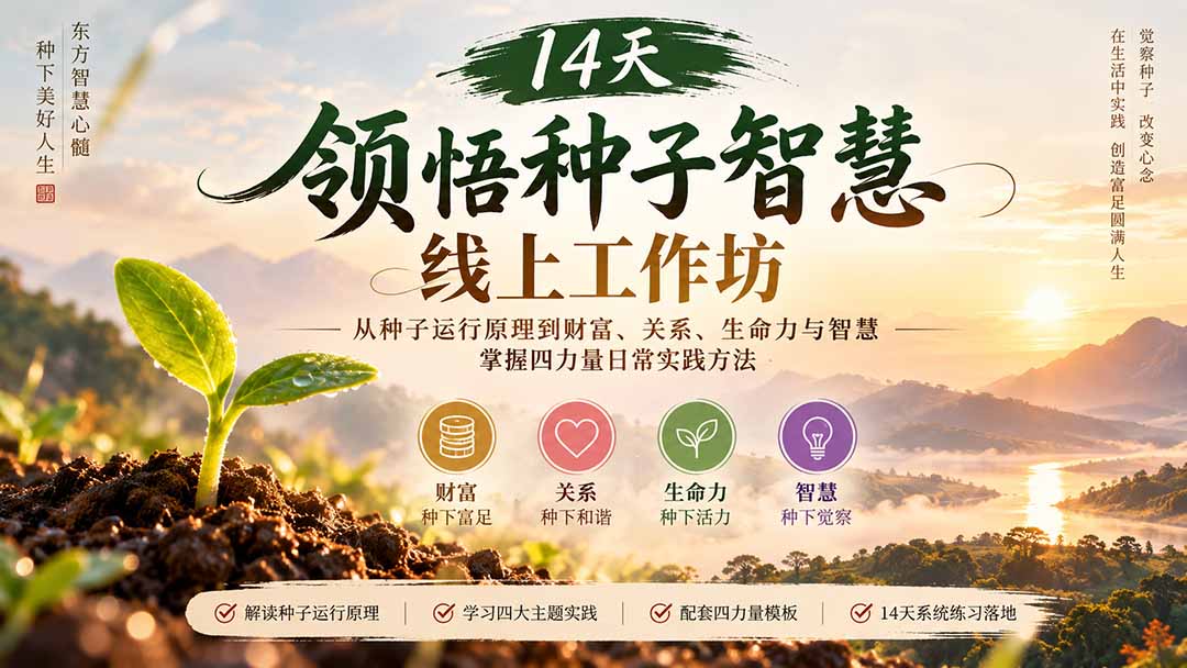 14天领悟种子智慧线上工作坊｜从种子运行原理到财富、关系、生命力与智慧，掌握四力量日常实践方法-副业网创