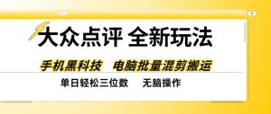 大众点评全网最新玩法,黑科技代替人工,全程无脑搬运,单日三位数以上【揭秘】-副业网创