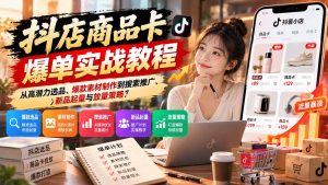 抖店商品卡爆单实战教程:从高潜力选品、爆款素材制作到搜索推广、新品起量与放量策略-副业网赚