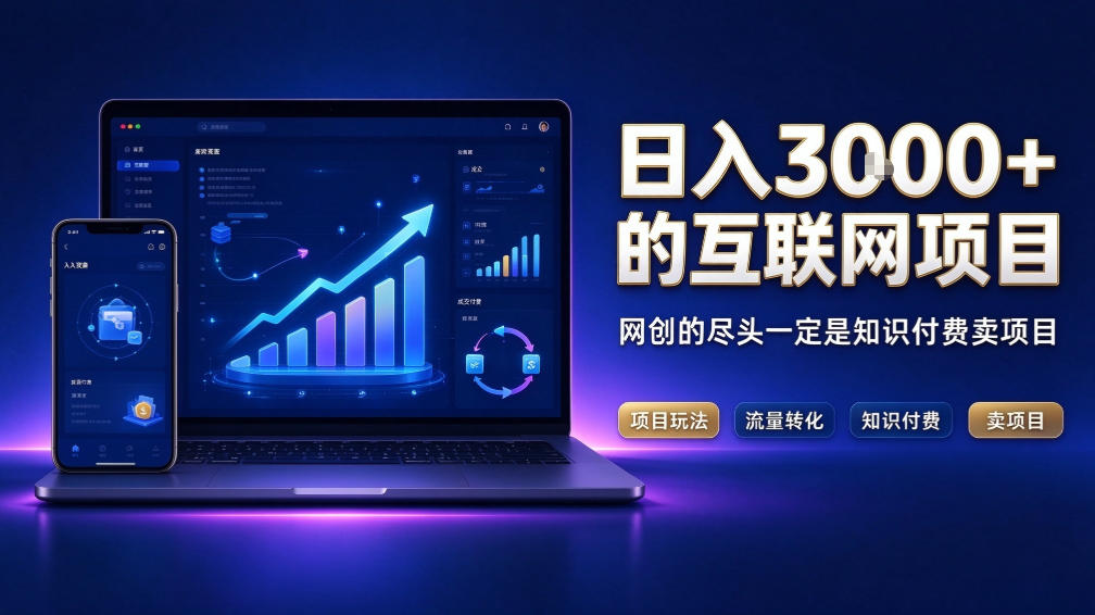 日入3k+的互联网项目，网红的尽头是带货，网创的尽头一定是知识付费卖项目【揭秘】-副业网赚