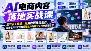 AI电商内容落地实战课：从节点工作流、导演台到分镜创作，掌握电商图文视频批量生产与商业交付全流程教学-副业网赚