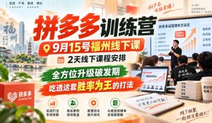 拼多多训练营9月15号福州线下课，2天线下课程安排，全方位升级破发期，吃透这套胜率为王的打法!(更新1012)-副业网创
