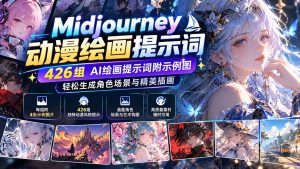 Midjourney动漫绘画提示词：426组AI绘画提示词附示例图，轻松生成角色场景与精美插画-副业网赚