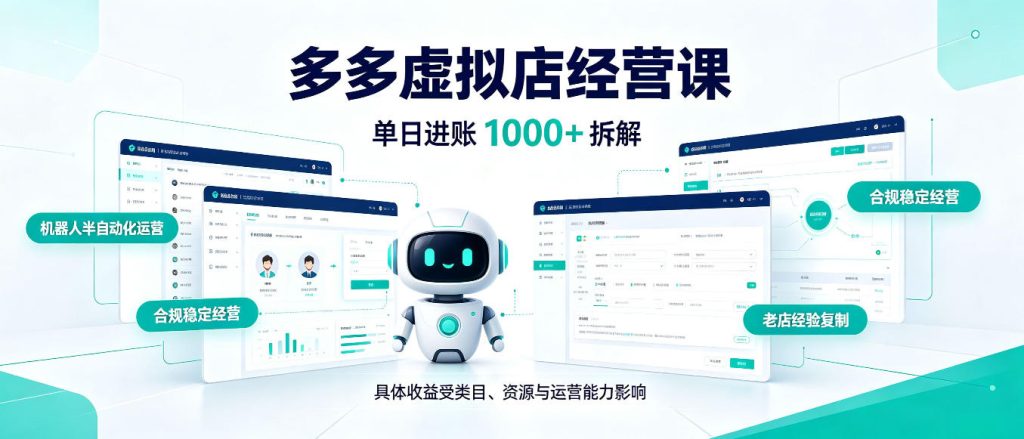 日入1000+的拼多多虚拟小店,AI+机器人实现半自动店铺,新人轻松上手【揭秘】-副业网创