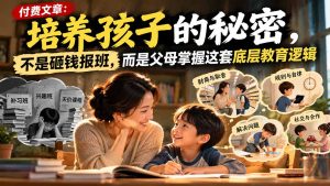 付费文章：培养孩子的秘密，不是砸钱报班，而是父母掌握这套底层教育逻辑-副业网赚
