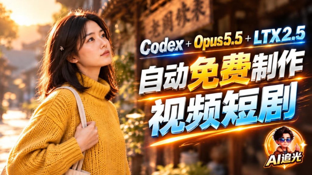 【无水印】Codex出图+免费LTX-2.5生成视频，Claude Opus 5.5全自动剪出1分钟情感短剧《停了的表》-副业网赚
