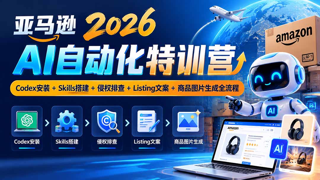 亚马逊2026AI自动化-10月特训营：Codex安装+Skills搭建+侵权排查+Listing文案+商品图片生成全流程-副业网创