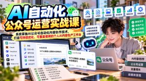 AI自动化公众号运营实战课，系统掌握AI公众号自动化内容创作技术，打造可持续优化、可重复使用的个人AI内容生产工作台-副业网赚