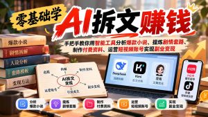 零基础学AI拆文赚钱：手把手教你用智能工具分析爆款小说、提炼剧情套路、制作付费资料、运营短视频账号实现副业变现-副业网创