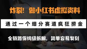 炸裂！做小红书虚拟资料，通过一个细分赛道疯狂捞金，全链路保姆级拆解，简单容易复刻-副业网赚