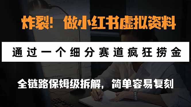 炸裂！做小红书虚拟资料，通过一个细分赛道疯狂捞金，全链路保姆级拆解，简单容易复刻-副业网赚
