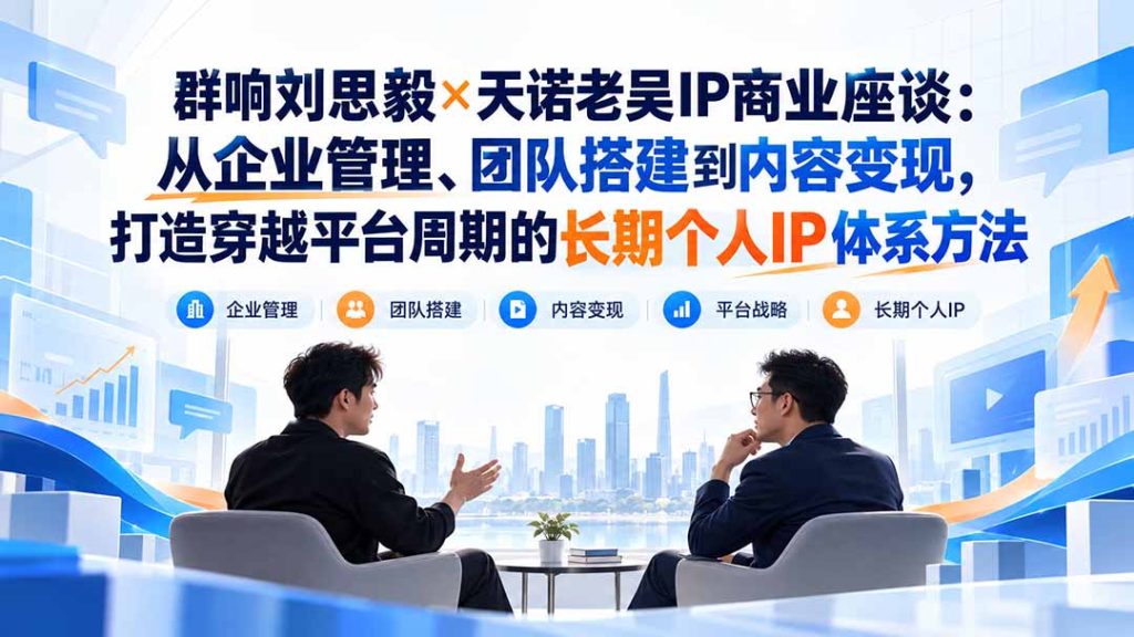 群响刘思毅×天诺老吴IP商业座谈：从企业管理、团队搭建到内容变现，打造穿越平台周期的长期个人IP体系方法-副业网创