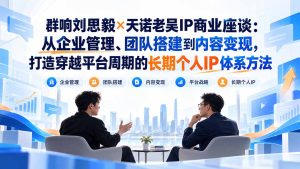 群响刘思毅×天诺老吴IP商业座谈：从企业管理、团队搭建到内容变现，打造穿越平台周期的长期个人IP体系方法-副业网创