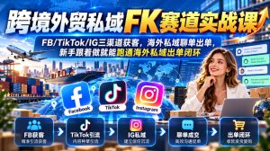 跨境外贸私域FK赛道实战课｜FB/TikTok/IG三渠道获客，海外私域聊单出单，新手跟着做就能跑通海外私域出单闭环-副业网创
