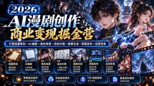 【无水印】2026AI漫剧创作与商业变现掘金营：打通选题→AI编剧→角色场景→自动分镜→视频生成→剪辑发布→运营变现-副业网创