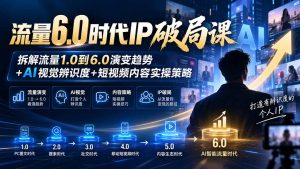 流量6.0时代IP破局课-更新:拆解流量1.0到6.0演变趋势+AI视觉辨识度+短视频内容实操策略-副业网创