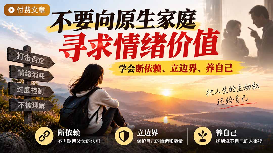 付费文章:不要向原生家庭寻求情绪价值,学会断依赖、立边界、养自己-副业网赚