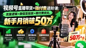 视频号直播带货+微付费进阶课-更新1010：流量逻辑+微信豆投放+微付费优化，新手月销破50万-副业网创