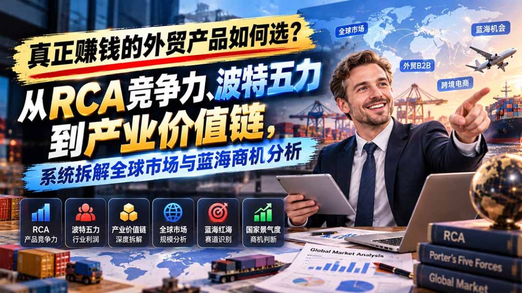 真正赚钱的外贸B2B产品如何选？从RCA竞争力、波特五力到产业价值链，系统拆解全球市场与蓝海商机分析-副业网创