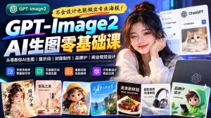 不会设计也能做出专业海报！GPT-Image2从零教你AI生图、提示词、封面制作、品牌IP与商业视觉设计-副业网创