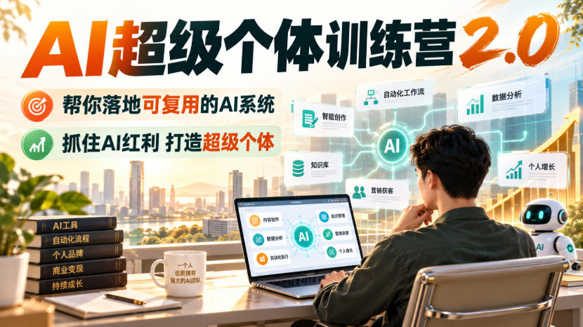 AI超级个体训练营2.0,帮你落地可复用的AI系统,抓住AI红利打造超级个体-副业网赚