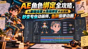 【无水印】AE角色绑定全攻略，从基础设置到高级绑定的全流程，秒变专业动画师，告别僵硬动画！【原创双语字幕】-副业网赚
