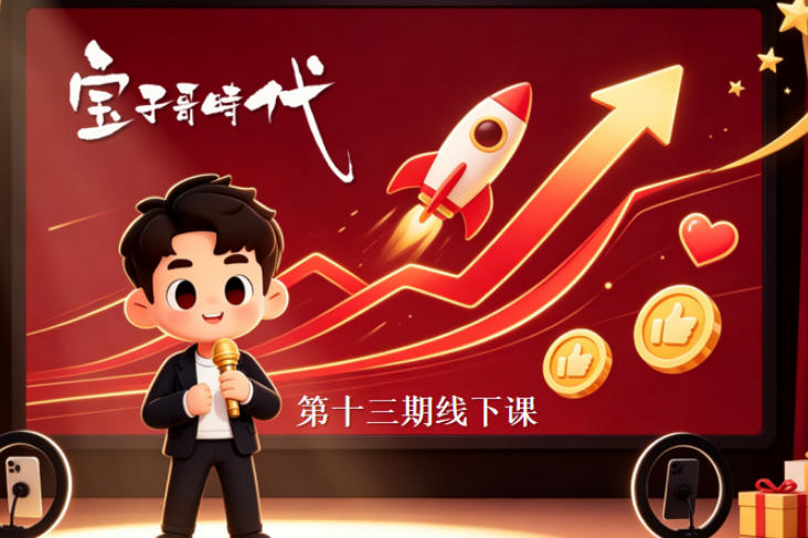 宝子哥抖音直播第13期VIP线下课9月5-6日，26年最值得看的直播课程，快速突破直播间流量瓶颈，打造高效起号闭环-副业网创