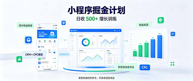 一部手机日入500+，微信小程序掘金计划，四种收入来源，长期稳定可靠-副业网赚