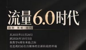 流量6.0时代直播课2026年10月，流量6.0时代的趋势、策略、技巧，2027年前，你的IP能否做起来，本场直播就是你的转折点​-副业网创