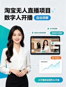 淘宝无人直播项目｜数字人直播带货AI解决方案，24小时无人值守开播，数字人自动讲解商品卖点，轻松赚取佣金【揭秘】-副业网赚