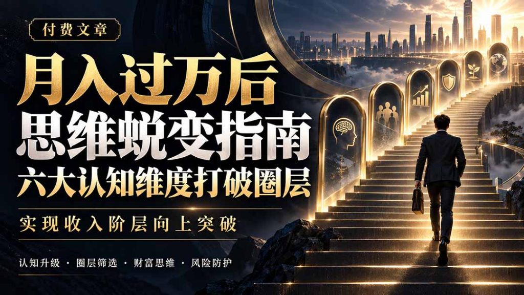 付费文章：月入过万后思维蜕变指南，六大认知维度打破圈层，实现收入阶层向上突破-副业网赚