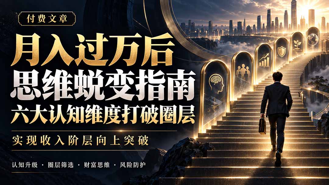 付费文章：月入过万后思维蜕变指南，六大认知维度打破圈层，实现收入阶层向上突破-副业网赚