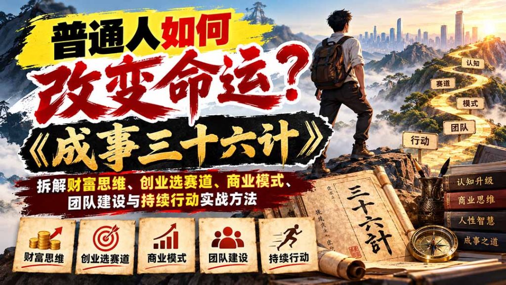 普通人如何改变命运？《成事三十六计》拆解财富思维、创业选赛道、商业模式、团队建设与持续行动实战方法-副业网赚