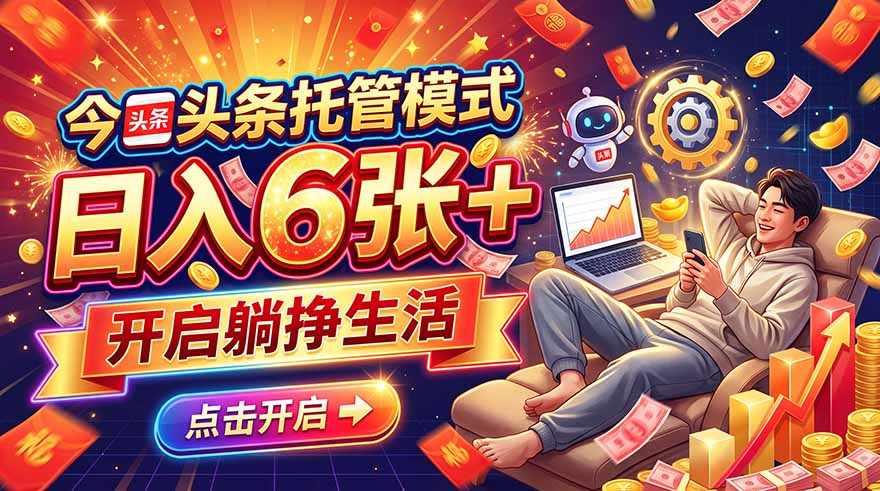 今日头条AI托管模式，每天5分钟，最高月入5000+，操作超简单，零门槛-副业网赚