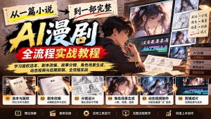 从一篇小说到一部完整AI漫剧：学习版权选本、剧本改编、故事分镜、角色场景生成、动态视频与后期剪辑-副业网赚
