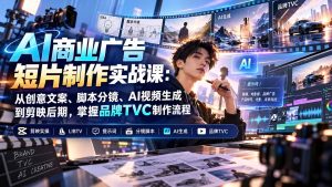 AI商业广告短片制作实战课:从创意文案、脚本分镜、AI视频生成到剪映后期,掌握品牌TVC制作流程-副业网创