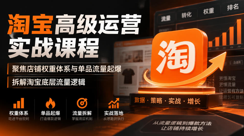 淘宝高级运营实战课程，聚焦店铺权重体系与单品流量起爆，拆解淘宝底层流量逻辑-副业网创
