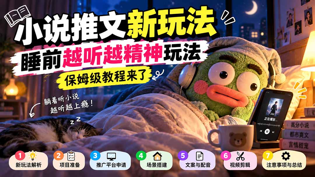 小说推文新玩法，睡前越听越精神玩法，保姆级教程来了-副业网创