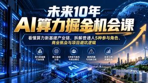 未来10年AI算力掘金机会课：看懂算力新基建产业链，拆解普通人5种参与角色、商业机会与项目避坑逻辑-副业网创