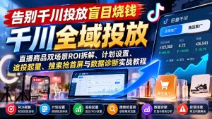 告别千川投放盲目烧钱:直播商品双场景ROI拆解、计划设置、追投起量、搜索抢首屏与数据诊断实战教程-副业网赚