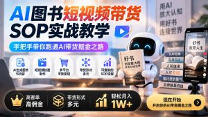 AI图书短视频带货SOP实战教学，手把手带你跑通AI带货掘金之路，高客单高佣金，带货形式多元，轻松月入1W+-副业网创