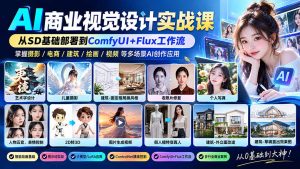 【无水印】AI商业视觉设计实战课：从SD基础部署到ComfyUI+Flux工作流，掌握摄影电商建筑AI创作-副业网创