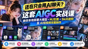 【无水印】还在只会用AI聊天？这套AIGC实战课教你本地部署大模型+MJ生图+Skill进阶及AI短视频完整制作-副业网赚
