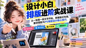 设计小白排版进阶实战课：从一张图一段文字开始，掌握版式布局、素材搭配与PS海报设计核心技巧-副业网创