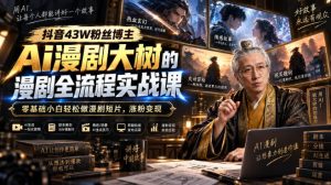 抖音43W粉丝博主Ai漫剧大树的漫剧制作全流程实战课,零基础小白轻松做漫剧短片,涨粉变现(更新1027)-副业网赚
