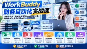 WorkBuddy财务自动化实战课：从软件安装、智能体配置到Excel报表处理、财税分析与集团批量办公全流程教学-副业网赚